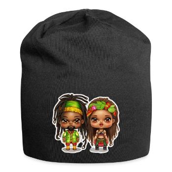 Rasta man and Rasta woman - Jersey Beanie - black - Front