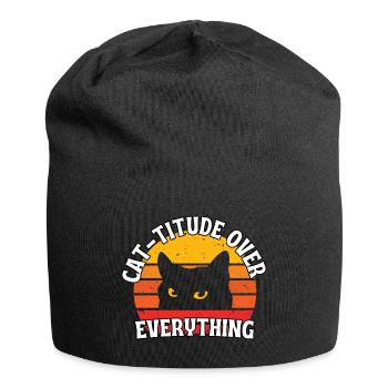 Cat attitude to everything - Jersey Beanie - black - Front