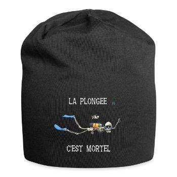 squelette plongeur : la plongée c'est génial - Bonnet en jersey - noir - Devant
