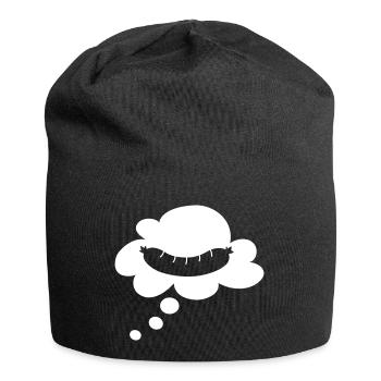 Bratwurst Denkblase Camping grillen Urlaub Fan - Jersey-Beanie - Schwarz - Vorne