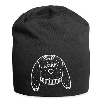 Cozy warm wool sweater - Jersey Beanie - black - Front