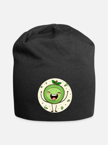 Fröhliche Kiwi - Jersey-Beanie - Schwarz