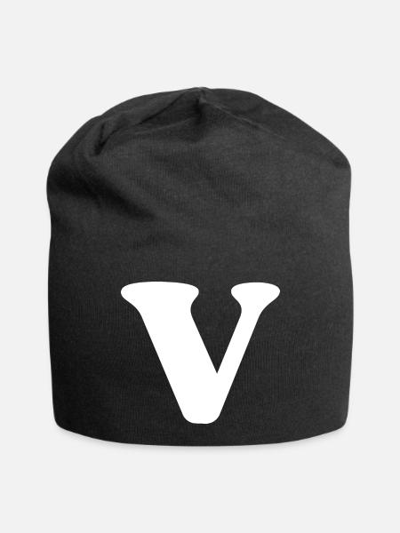 Lettre v - Bonnet en jersey - noir