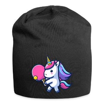 Unicorn Unicorn with Table Tennis Racket for - Jersey Beanie - black - Front