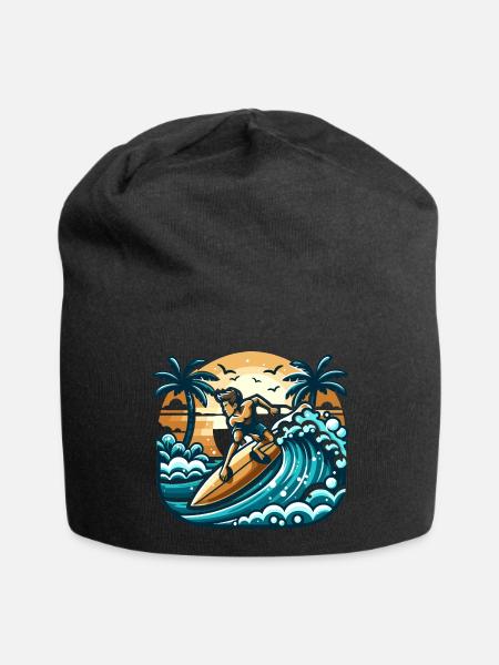 Surfers in action - Jersey Beanie - black