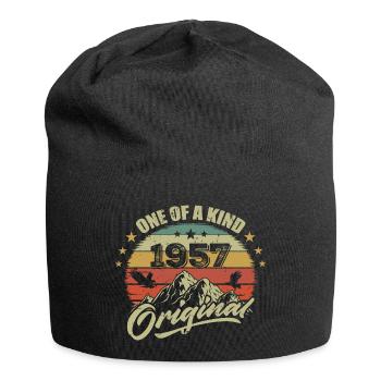 1957 Geburtstag Jahrgang 1957 Retro geboren 1957 - Jersey-Beanie - Schwarz - Vorne