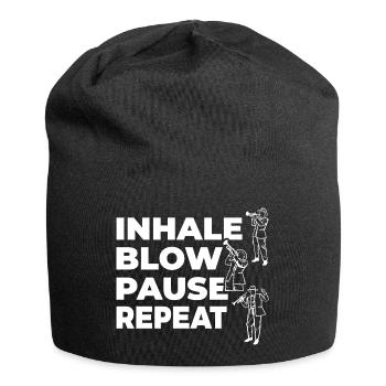 Inhale, exhale, pause, repeat - Jersey Beanie - black - Front