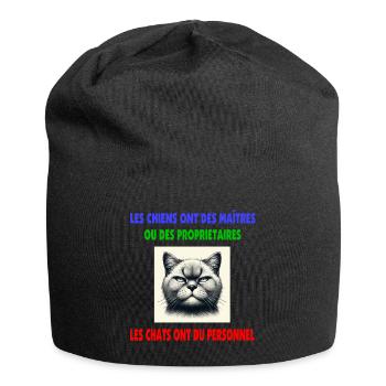 Monsieur le Chat a du personnel - Bonnet en jersey - noir - Devant