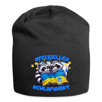 Chemise de nuit officielle, ratons laveurs d’Ukraine - Bonnet en jersey - noir - Devant