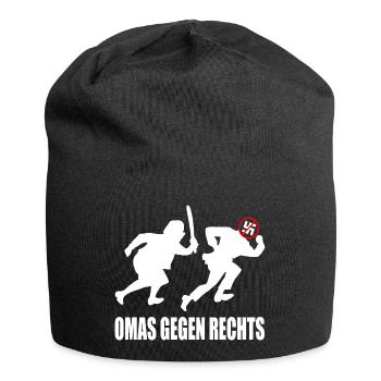 Omas gegen rechts - Jersey-Beanie - Schwarz - Vorne