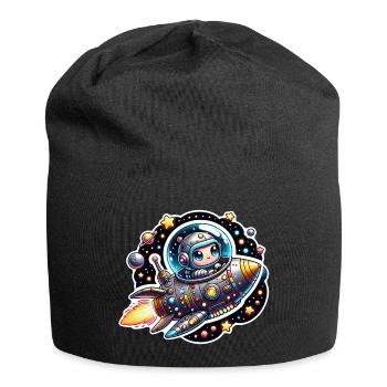 Petit astronaute heureux dans un vaisseau spatial - Bonnet en jersey - noir - Devant
