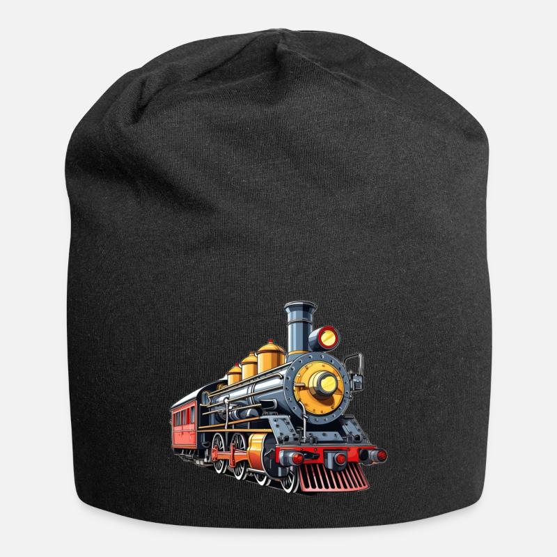 Dampfzug Cartoon Nostalgie - Jersey-Beanie - Schwarz