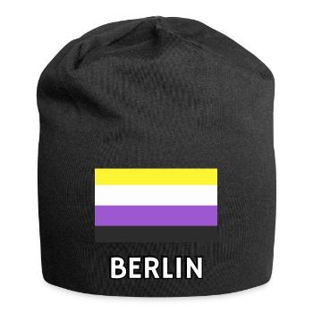 Nicht-binäre Pride Flagge Berlin - Jersey-Beanie - Schwarz - Vorne