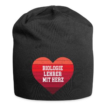 Biologie Lehrer mit Herz Danke Bester Biolehrer - Jersey-Beanie - Schwarz - Vorne