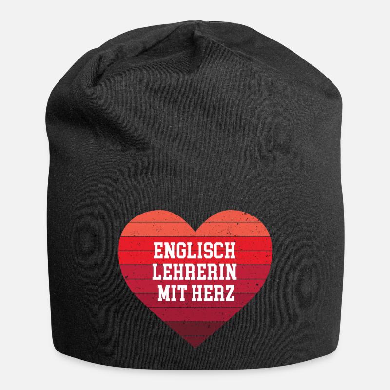 Englisch Lehrerin mit Herz Beste Englischlehrerin - Jersey-Beanie - Schwarz