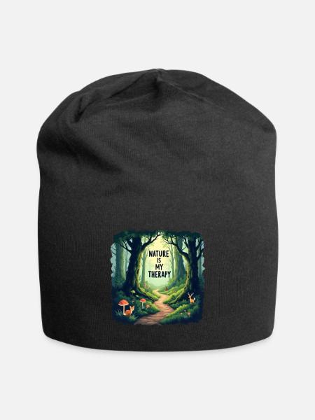 Nature is my Therapy - Meditation im Wald - Jersey-Beanie - Schwarz