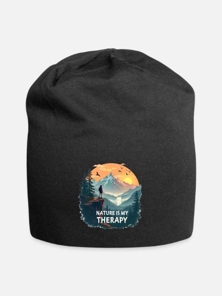 La nature est ma thérapie - Randonnée en montagne - Bonnet en jersey - noir