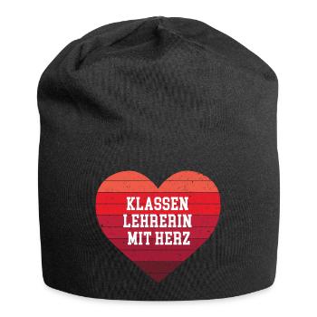 Klassenlehrerin mit Herz Schullehrerin Danke Beste - Jersey-Beanie - Schwarz - Vorne