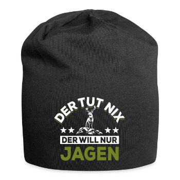Der tut nix der will nur jagen - Spruch - Jersey-Beanie - Schwarz - Vorne
