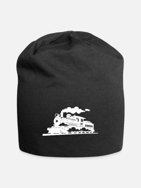 Dampflokomotive Grafik - Jersey-Beanie - Schwarz