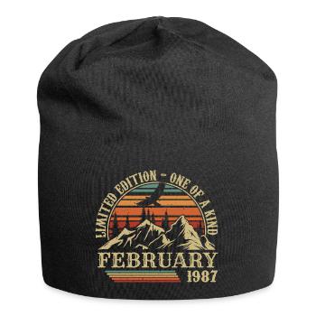 February 1987 Retro Born February 1987 Birthday - Jersey Beanie - black - Front