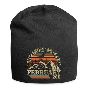 Février 2011 Rétro Né en Février 2011 Anniversaire - Bonnet en jersey - noir - Devant