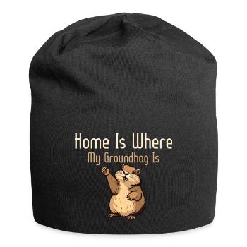 Home Is Where My Groundhog Is Rodent Animal - Jersey-Beanie - Schwarz - Vorne