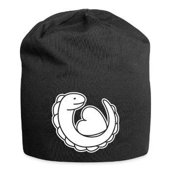 Echse mit Herz – Gecko, Liebe & Schutzsymbol - Jersey-Beanie - Schwarz - Vorne