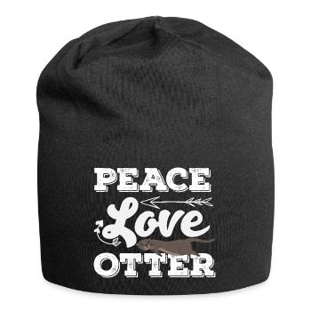 Seeotter Cartoon Frieden Liebe - Jersey-Beanie - Schwarz - Vorne