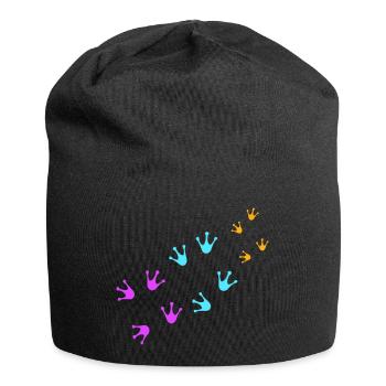 3 Frösche Fußabdrücke Familie Eltern Kind Team süß - Jersey-Beanie - Schwarz - Vorne