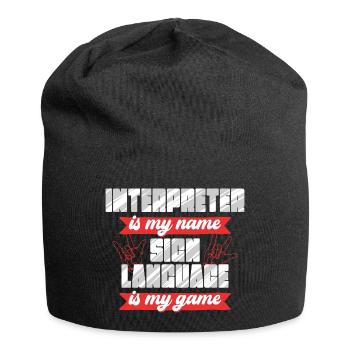 Interprète en langue des signes ASL Langue des signes - Bonnet en jersey - noir - Devant