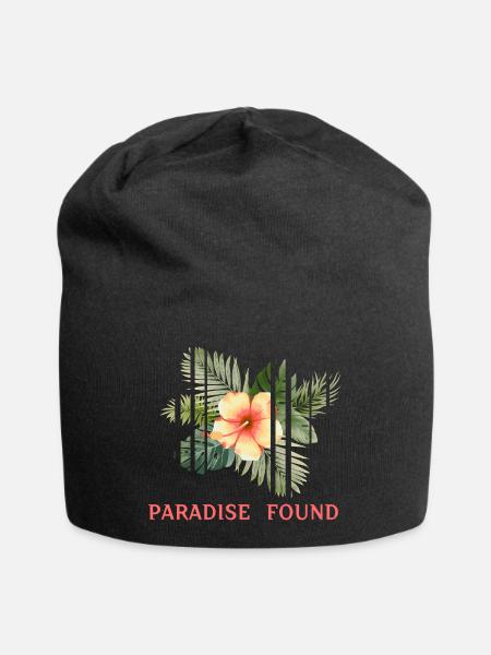 Fragmentiertes Hibiskus-Tropenparadies - Jersey-Beanie - Schwarz