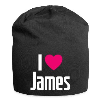 I Love James Pinkes Herz Ich liebe James - Jersey-Beanie - Schwarz - Vorne