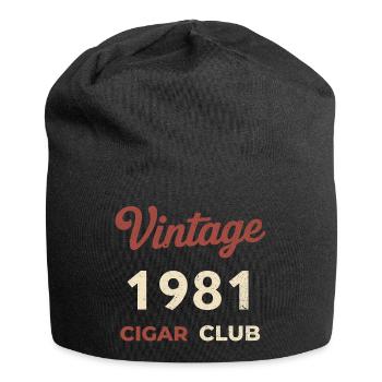 Vintage 1981 Cigar Club Retro Birth Year Gift - Jersey Beanie - black - Front