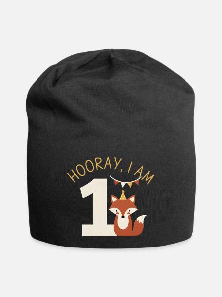 Hurra ich bin 1 Süßer Fuchs Geburtstag - Jersey-Beanie - Schwarz