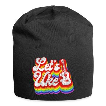 Hawaiian Ukulele Uke Retro Vintage - Jersey Beanie - black - Front