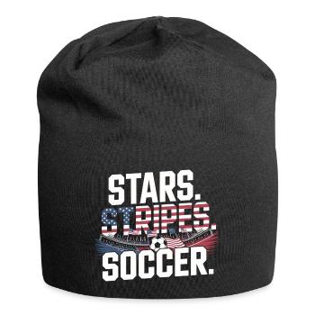 Stars Stripes Soccer – USA Fußball Fan - Jersey-Beanie - Schwarz - Vorne