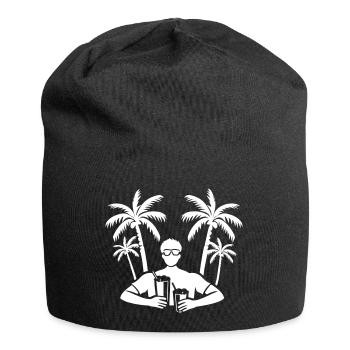 Les vacanciers boivent des fêtes, des palmiers - Bonnet en jersey - noir - Devant