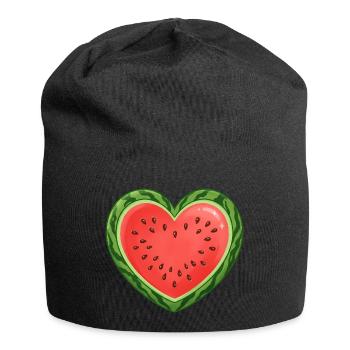 Wassermelonenherz - Jersey-Beanie - Schwarz - Vorne