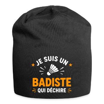 Badiste qui déchire - slogan badminton - Bonnet en jersey - noir - Devant