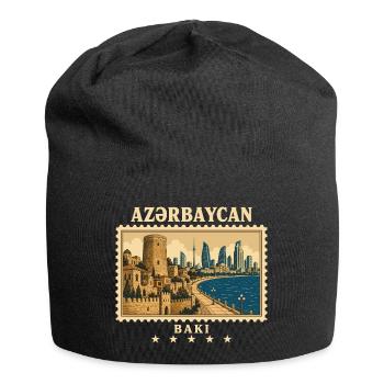 Aserbaidschan Baku Vintage Reisemarke - Jersey-Beanie - Schwarz - Vorne