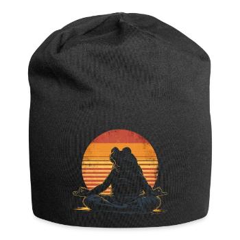 Yoga Frog Gift Idea - Jersey Beanie - black - Front