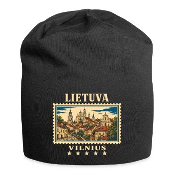 Litauen Vilnius Vintage Reisemarke - Jersey-Beanie - Schwarz - Vorne