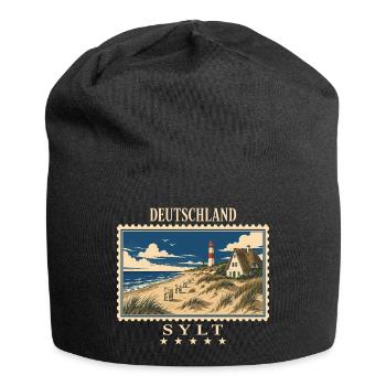 Deutschland Sylt Vintage Reisemarke - Jersey-Beanie - Schwarz - Vorne