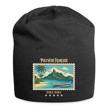 Polynesien Bora Bora Vintage Reisemarke - Jersey-Beanie - Schwarz - Vorne