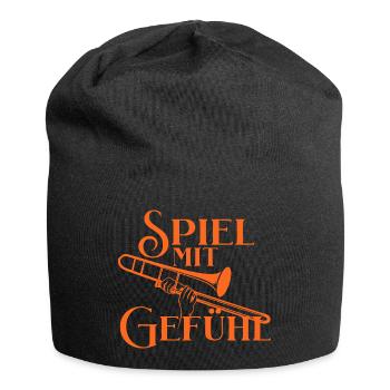 Posaune - Spiel mit Gefühl - Für Posaunisten - Jersey-Beanie - Schwarz - Vorne