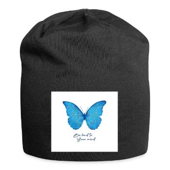 Papillon Bleu Sois gentil avec le Fantôme - Bonnet en jersey - noir - Devant