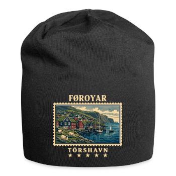 Färöer Tórshavn Vintage Reisemarke - Jersey-Beanie - Schwarz - Vorne