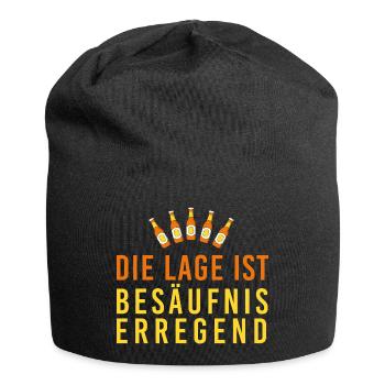 Die Lage ist besäufniserregend, Bierflaschen, JGA, - Jersey-Beanie - Schwarz - Vorne