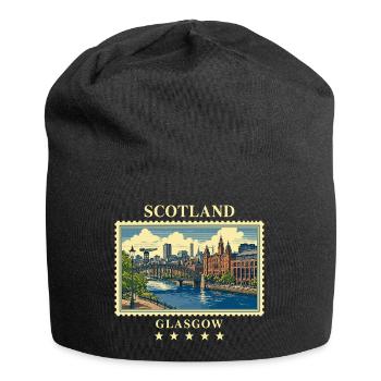 Schottland_Glasgow_Vintage_Reisemarke - Jersey-Beanie - Schwarz - Vorne
